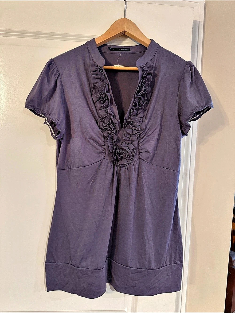 Maurices Ruffle v neck top in Purple Size XL NWT